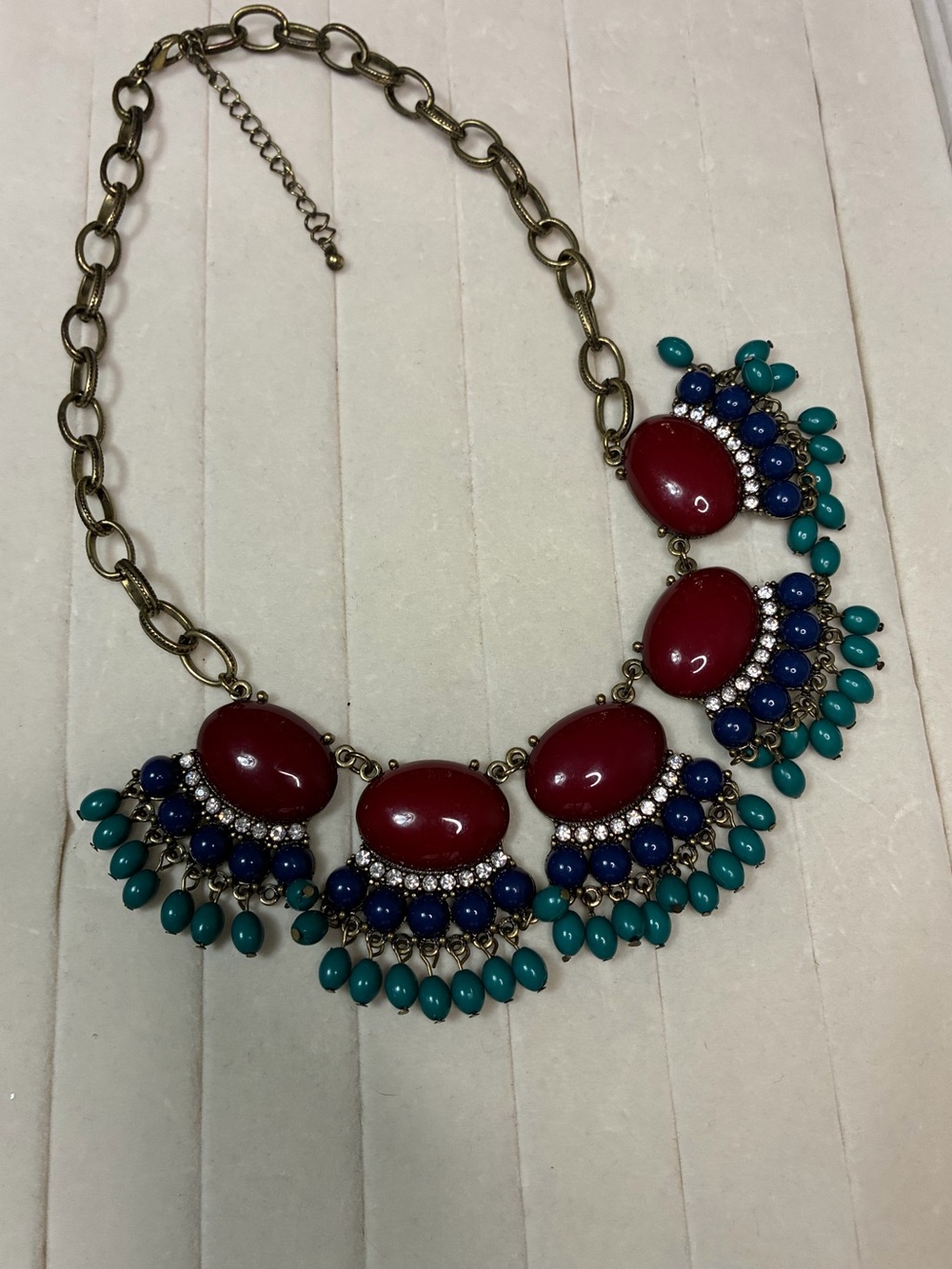 Statement Red, Blue & Turquoise Bib Necklace - Women Jewelry